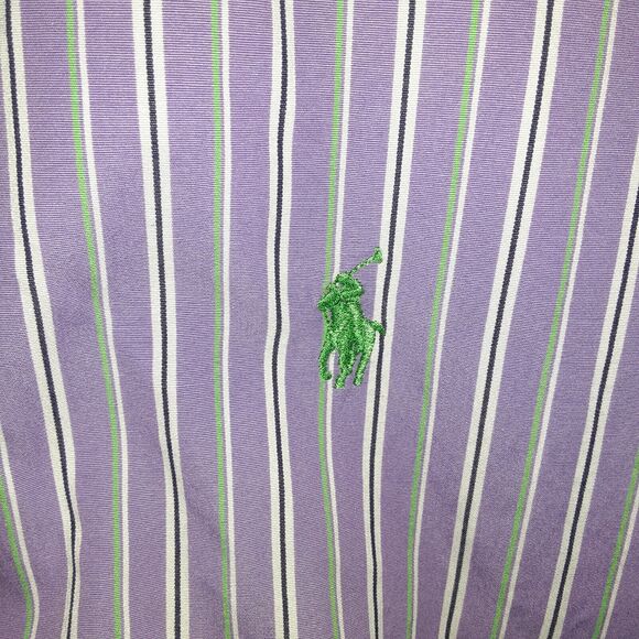 Ralph Lauren Custom Fit Adult Mens 16 1/2 32/33 Purple Striped Long Sleeve... - Picture 4 of 10